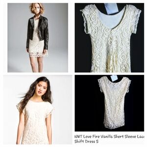 NWT Love Fire Vanilla Short Sleeves Lace Shift Dress - Small